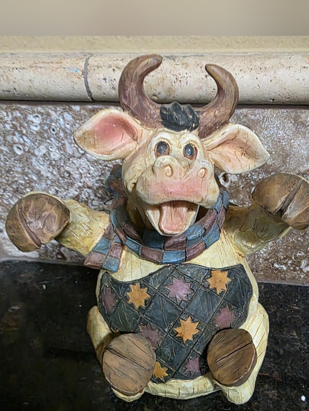 Primitive Bobblehead Cow Figurine Farmhouse Decor